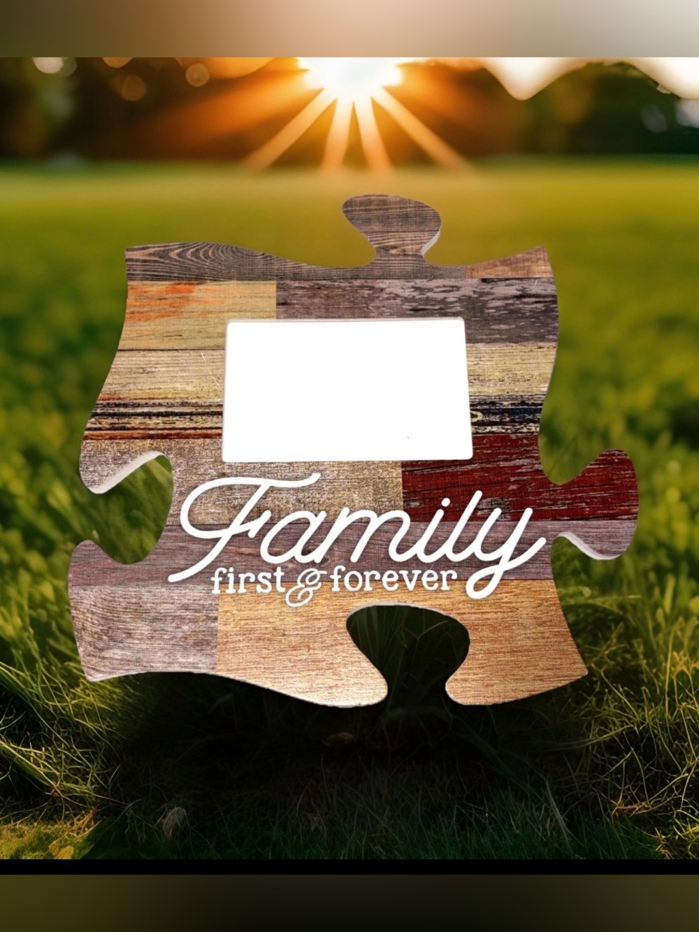 P. Graham Dunn Family Puzzle Piece Wall Mounted Photo Frame Plaque 12x12 PUF0266